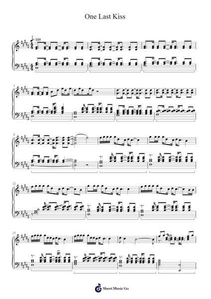 One Last Kiss Sheet Music by Utada Hikaru-Arr.Betrae Rooqe