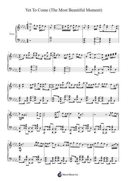 Yet To Come (The Most Beautiful Moment) Sheet Music by BTS-Arr.Hearstjean