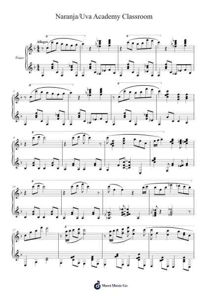 Naranja/Uva Academy Classroom Sheet Music by Toby Fox-Arr.Glennthus