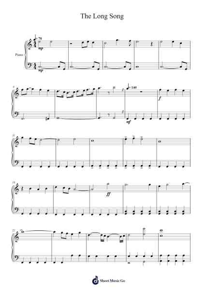 The Long Song Sheet Music by Murray Gold-Arr.Gillnise
