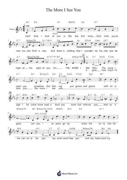 The More I See You Sheet Music by Harry Warren-Arr.Kayrist