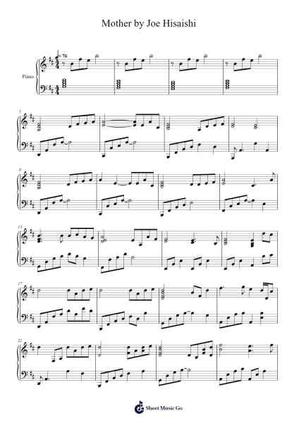 Mother Sheet Music by Joe Hisaishi-Arr.Pullzie Willmiles