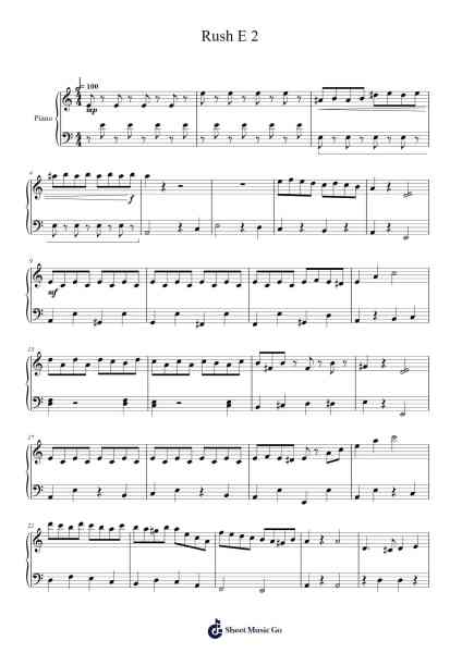 Rush E 2 Sheet Music by Sheet Music Boss-Arr.Duttcash Cornie