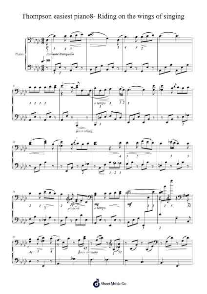 Thompson easiest piano8- Riding on the wings of singing Sheet Music by John Thompson-Arr.Reyblume Poundtor