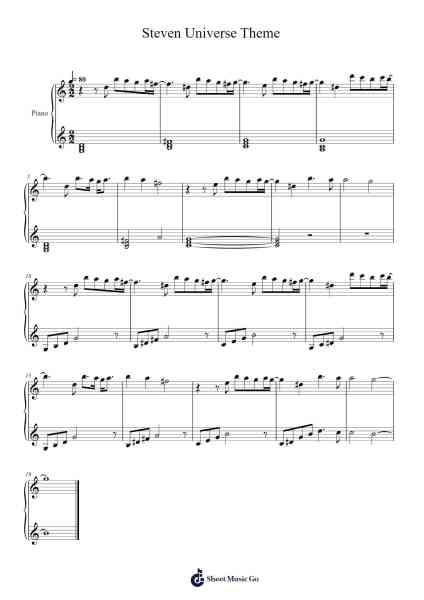 Steven Universe Theme Sheet Music by Misc Cartoons-Arr.Subill