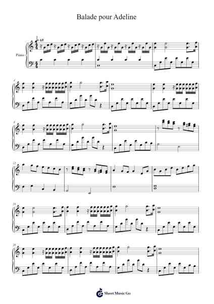 Ballade pour Adeline Notenblatt von Paul de Senneville-Arr.Blithephne