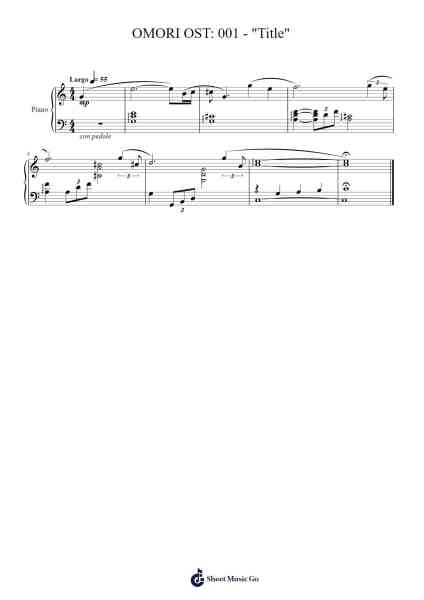 OMORI OST: 001 - "Title" Sheet Music by Pedro Silva-Arr.Urrite