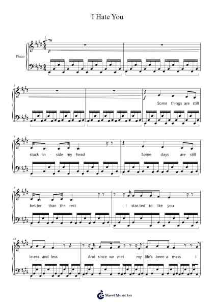 I Hate You Sheet Music by Oliver Tree-Arr.Dilliz Woolfsil