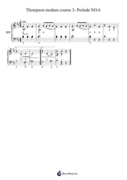 Thompson modern course 3- Prelude NO.6 Sheet Music by John Thompson-Arr.Wyann Ianli
