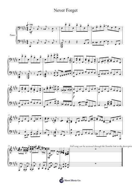 Never Forget Sheet Music by Kessoku Band-Arr.Jannuel Graceche
