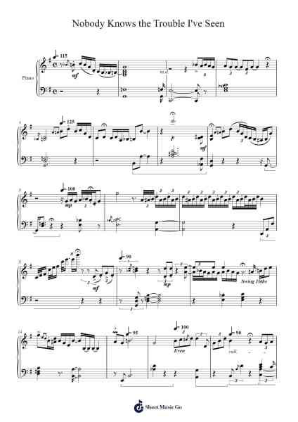 Nobody Knows the Trouble I've Seen Sheet Music by Ryo Fukui-Arr.Woolfruth Louiworth