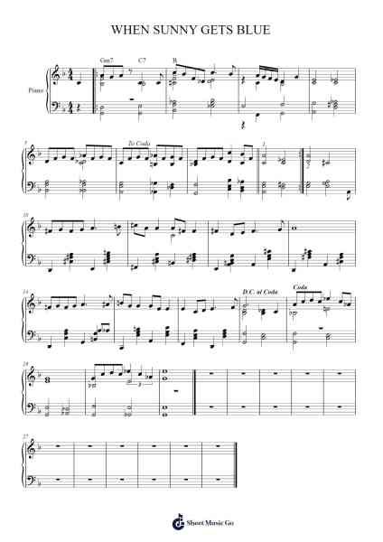 WHEN SUNNY GETS BLUE Sheet Music by Johnny Mathis-Arr.Trebes