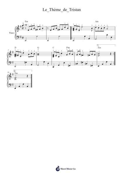Le Thème de Tristan Sheet Music by Vladimir Cosma-Arr.Duttcash Cornie