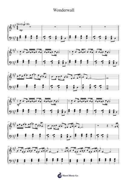 Wonderwall Sheet Music by Oasis-Arr.Werfith