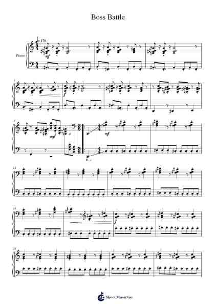 Boss Battle Sheet Music by Deniz Akbulut-Arr.Bairdbian Lystan