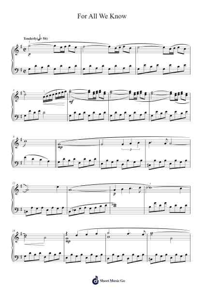 For All We Know Sheet Music by The Carpenters-Arr.Davepeare