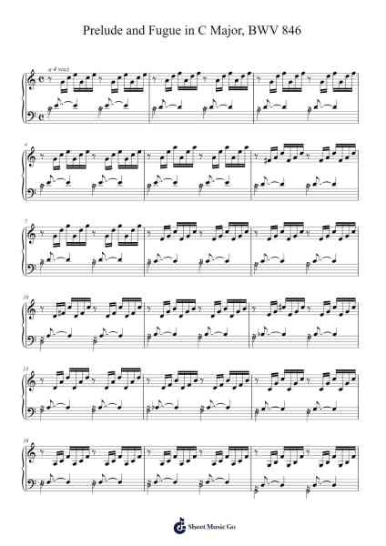 Prelude and Fugue in C Major, BWV 846 Sheet Music by Johann Sebastian Bach-Arr.Guntrine