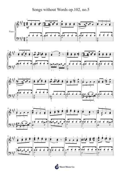 Songs without Words, Op. 102, No. 5 Sheet Music by Felix Mendelssohn-Arr.Calthel Chafra