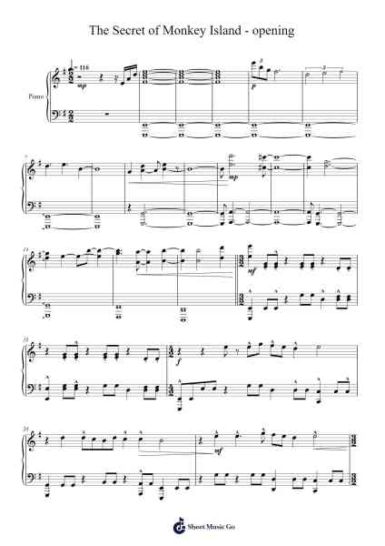 The Secret of Monkey Island - opening Sheet Music by Michael Z. Land-Arr.Philley Mabna