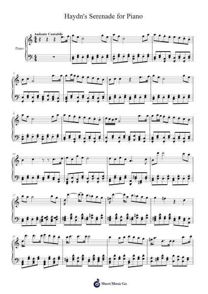 Serenade for String Quartet in F Major, Op. 3, No. 5: II. Andante (Arr. for Piano) Sheet Music by Joseph Haydn-Arr.Danchloe