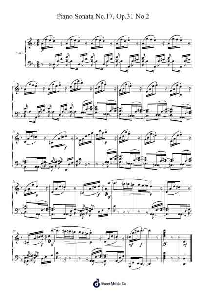 Piano Sonata No. 17 in D Minor, Op. 31, No. 2 "Tempest" Sheet Music by Ludwig van Beethoven-Arr.Drewrwood