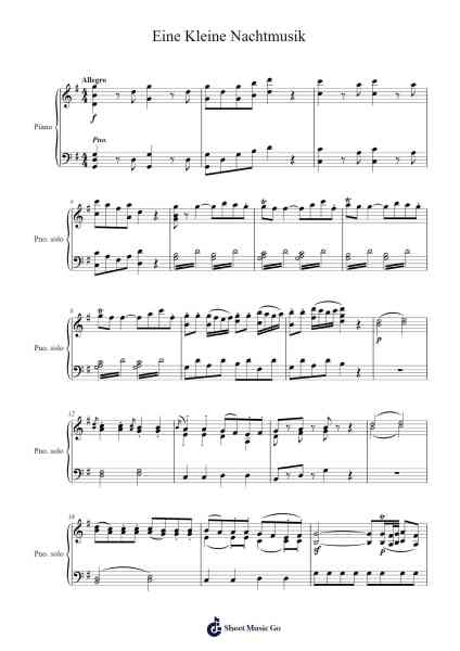 Eine Kleine Nachtmusik, K. 525 Sheet Music by Wolfgang Amadeus Mozart-Arr.Sodwight