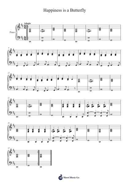 Happiness is a Butterfly Sheet Music by Lana Del Rey-Arr.Wheatlin Ranpkins