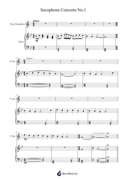 Saxophone Concerto No.1 Sheet Music by Nicholas Cortes-Arr.Sampcon Mevans