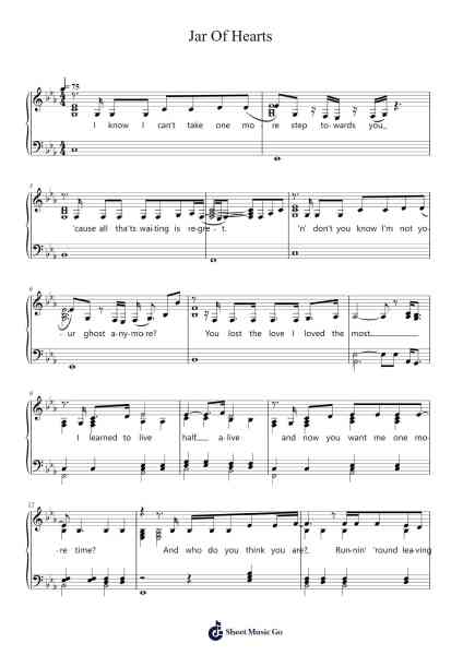 Jar Of Hearts Sheet Music by Christina Perri-Arr.Grever Carhume