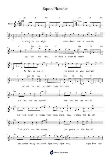 Square Hammer Sheet Music by Ghost-Arr.Gailgale