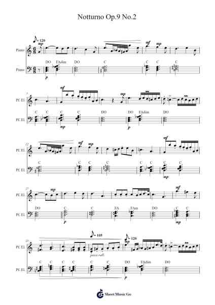 Nocturne in E-flat Major, Op. 9, No. 2 Sheet Music by Frédéric Chopin-Arr.Burnelett Loncil