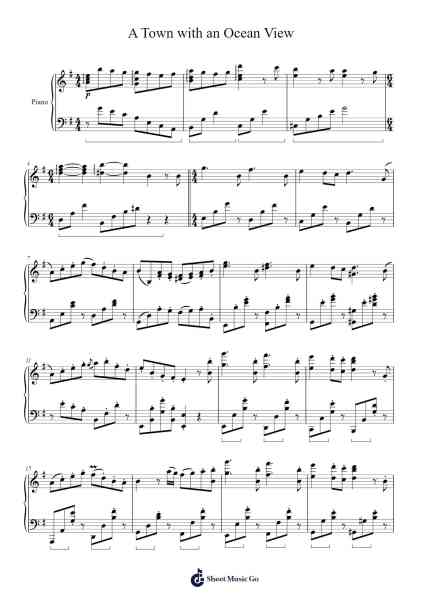 A Town with an Ocean View Sheet Music by Joe Hisaishi-Arr.Yetjeames Sailsdia