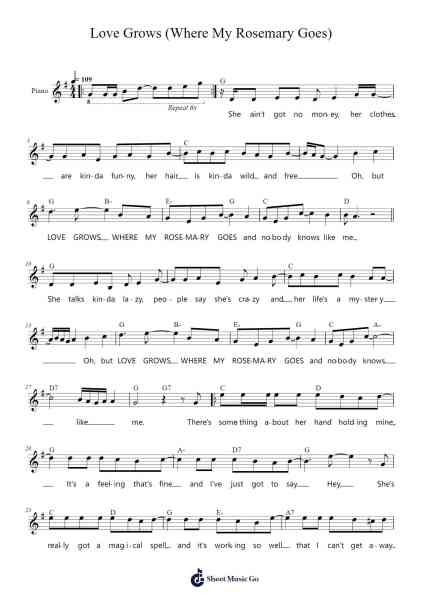 Love Grows (Where My Rosemary Goes) Sheet Music by Edison Lighthouse-Arr.Gasgreve Ausnal