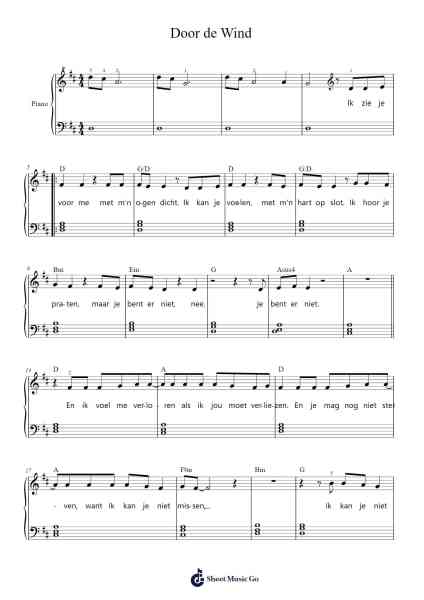 Door de Wind Sheet Music by Miss Montreal-Arr.Anolds