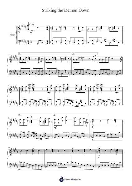 Striking the Demon Down (igorsantusa's mix) Sheet Music by SasterDaMusicDude-Arr.Narion