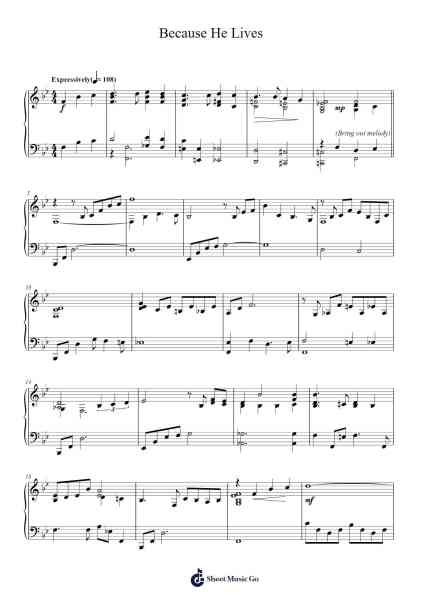 Because He Lives Sheet Music by Bill & Gloria Gaither-Arr.Lauven Joyceleif