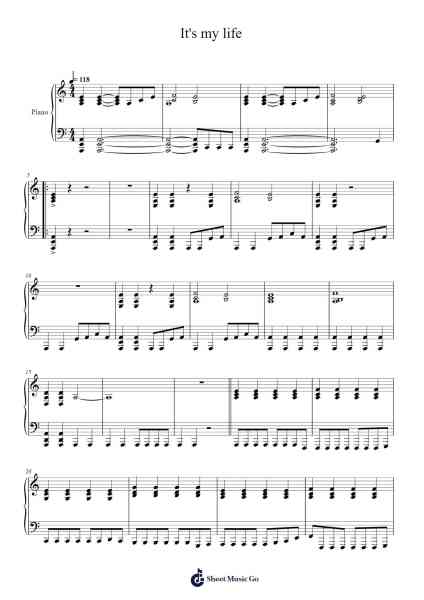 It's my life Sheet Music by Bon Jovi-Arr.Glennthus