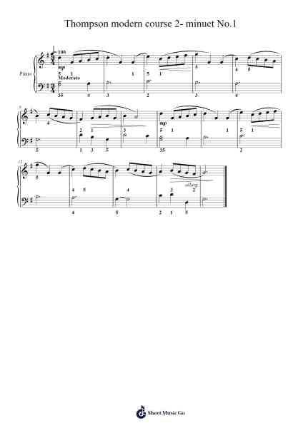 Thompson modern course 2- minuet No.1 Sheet Music by John Thompson-Arr.Brongus Chadkiel
