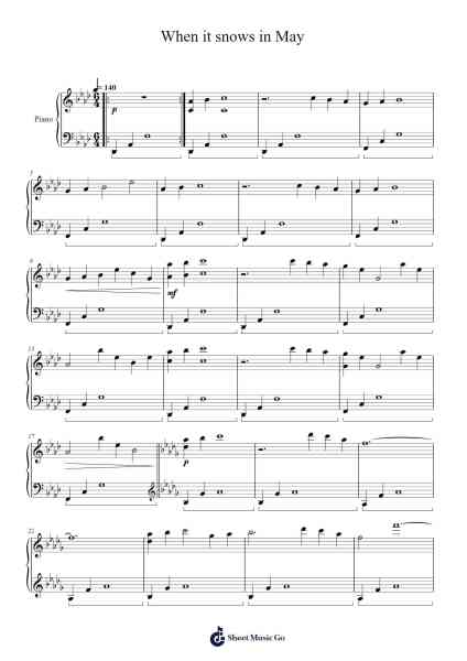 When it snows in May Sheet Music by Yiruma-Arr.Woodthorne Rylee