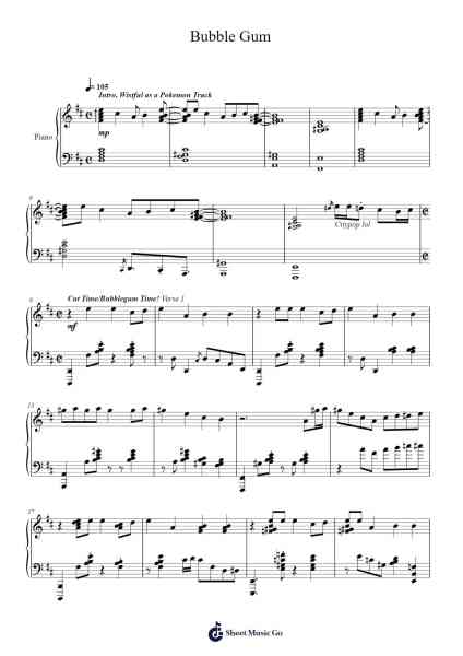 Bubble Gum Sheet Music by NewJeans-Arr.Elboyce