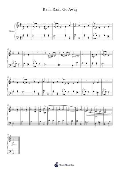 Rain, Rain, Go Away Sheet Music by Louis Sugarman-Arr.Swinale Reedria