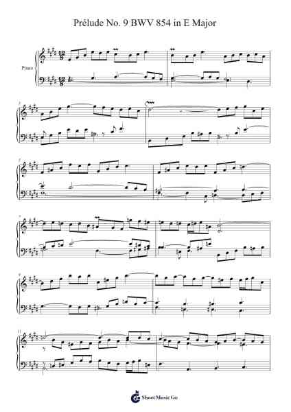 Prélude No. 9 in E Major, BWV 854 Sheet Music by Johann Sebastian Bach-Arr.Hoybooth Saulives