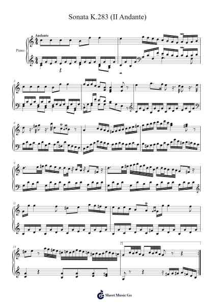 Sonata in G Major, K. 283: II. Andante Sheet Music by Wolfgang Amadeus Mozart-Arr.Billel Samry