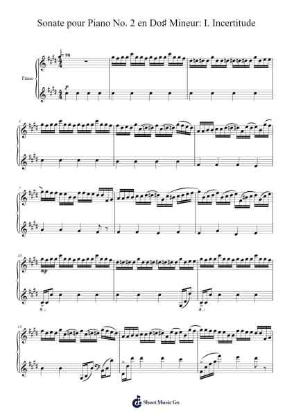 Sonate pour Piano No. 2 en Do♯ Mineur: I. Incertitude Sheet Music by Xeholt-Arr.Milllas