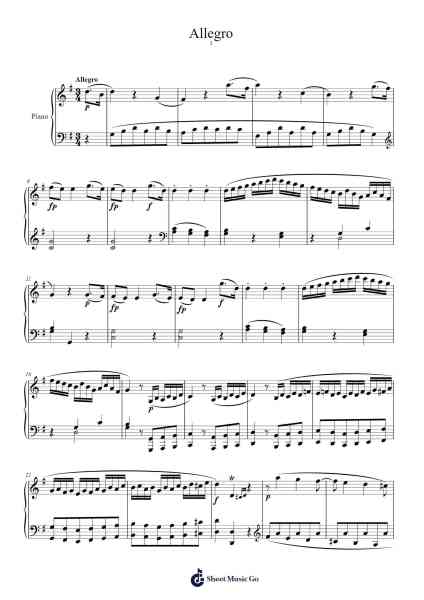Piano Sonata No. 5 in G Major, K. 283: I. Allegro Sheet Music by Wolfgang Amadeus Mozart-Arr.Sigwy Lorxine