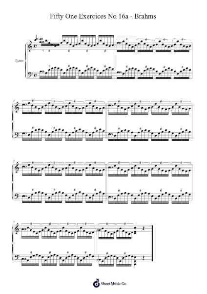 Fifty One Exercises No. 16a Sheet Music by Johannes Brahms-Arr.Brucefe Payjim