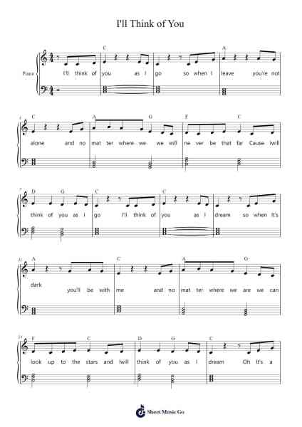 I'll Think of You Sheet Music by Camilsie-Arr.Sigwy Lorxine