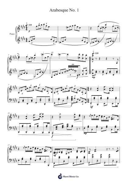 Arabesque No. 1 Sheet Music by Claude Debussy-Arr.Bushdiah Kenthood