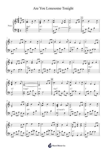 Are You Lonesome Tonight Sheet Music by Roy Turk/Lou Handman-Arr.Bloorgrace Springa