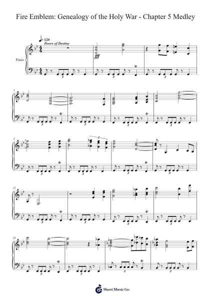 Fire Emblem: Genealogy of the Holy War - Chapter 5 Medley Sheet Music by Yuka Tsujiyoko-Arr.Boyleva Efglan